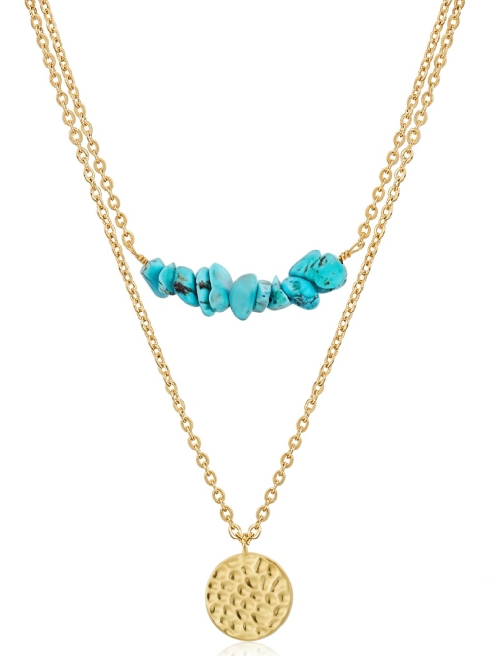 18k Gold Plated Turquoise Layer Necklace - Picture 1 of 1